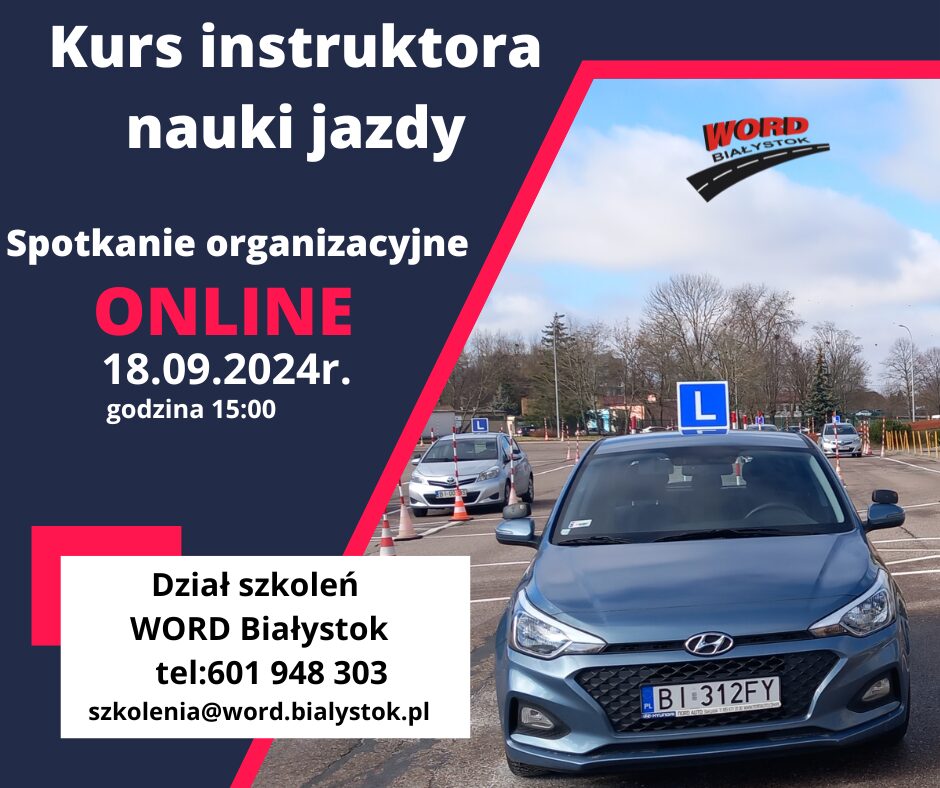 Plakat Informacyjny kurs instruktora nauki jazdy