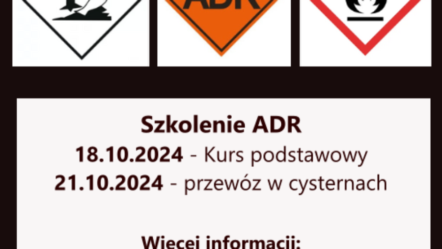 Kurs kierowców ADR Plakat informacyjny