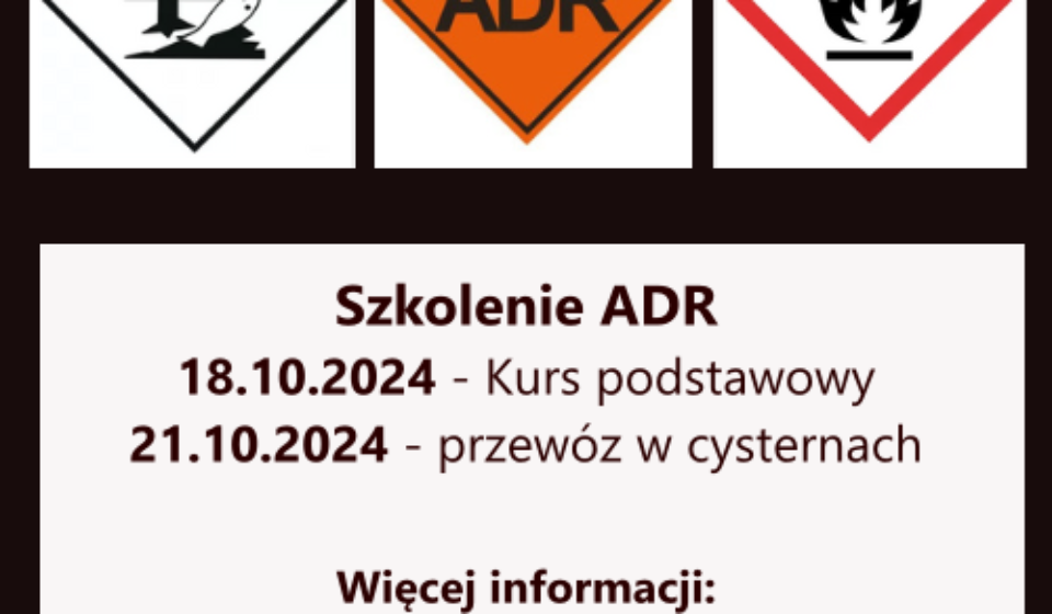 Kurs kierowców ADR Plakat informacyjny