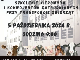 Plakat informacyjny szkolenie przewóz zwierząt