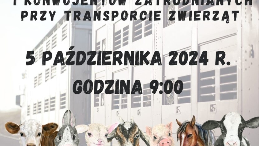 Plakat informacyjny szkolenie przewóz zwierząt