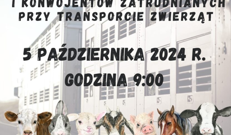 Plakat informacyjny szkolenie przewóz zwierząt