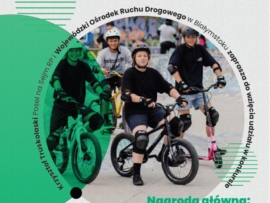 plakat informacyjny Konkurs plastyczny „Bezpiecznie na dwóch kółkach”