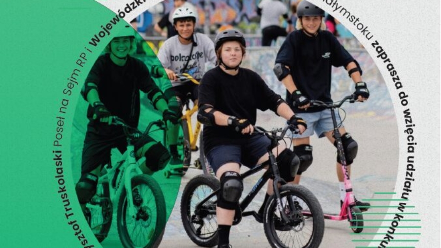 plakat informacyjny Konkurs plastyczny „Bezpiecznie na dwóch kółkach”